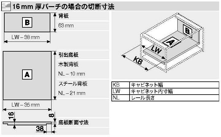 LEGRABOX OGM M側部 板寸法